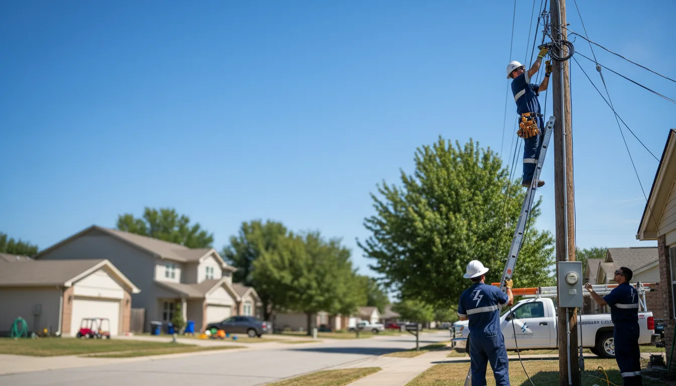 Residential electrician providing installation services in Rhome, TX